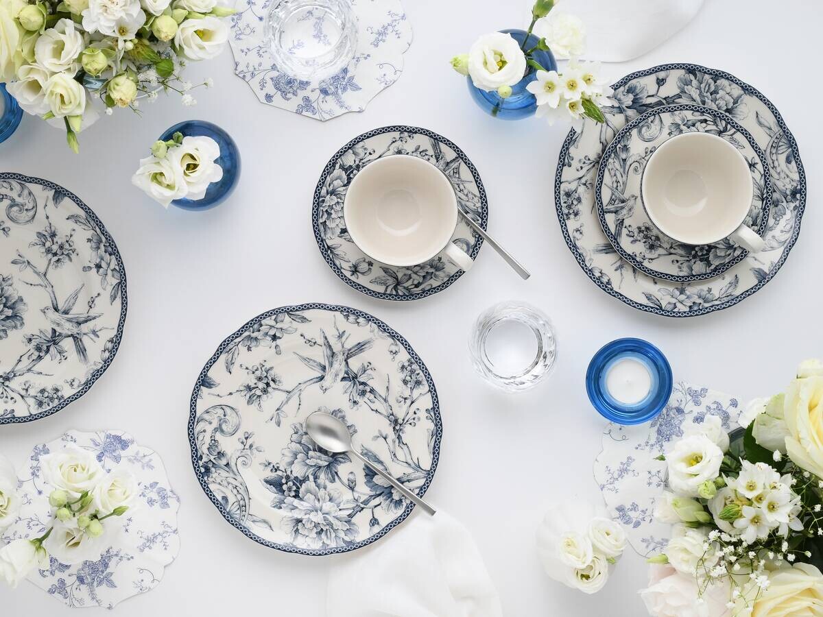 CreaTable Kaffeeservice Adelaide Blau blau Porzellan 12 tlg.