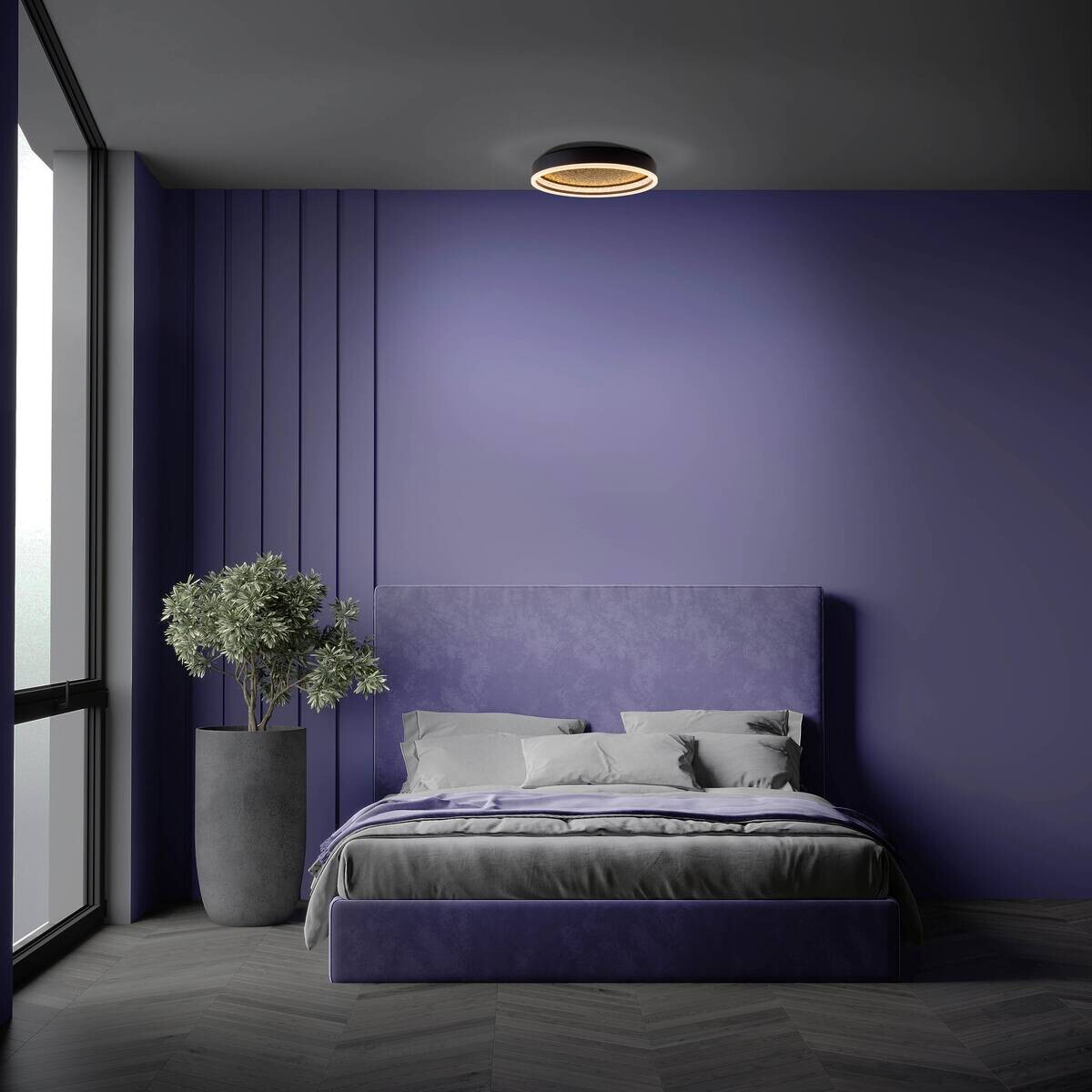 Näve Leuchten Deckenleuchte 1392322 schwarz Metall Kunststoff B/H/T: ca. 40x7x40 cm null 1 Brennstellen