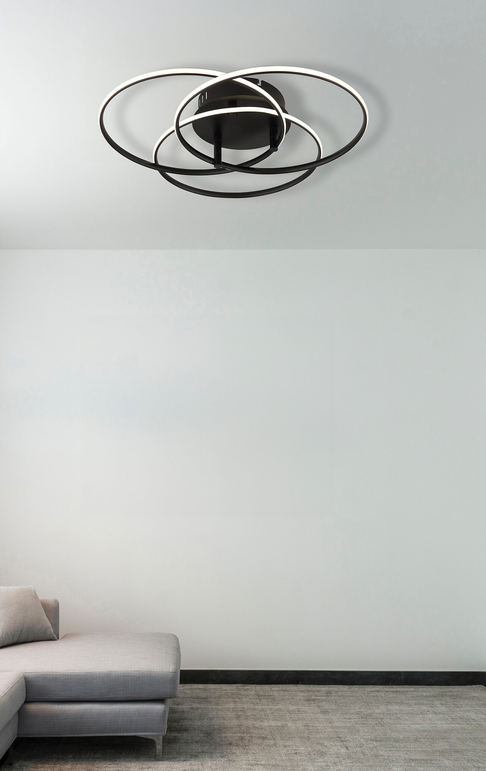 GLOBO Deckenleuchte Opal mattschwarz Metall Aluminium H/D: ca. 9,4x45,6 cm 1 Brennstellen