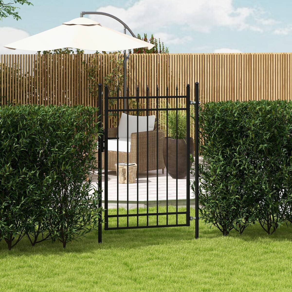 Outsunny Gartentor schwarz Edelstahl B/H/L: ca. 0,12x107x204 cm