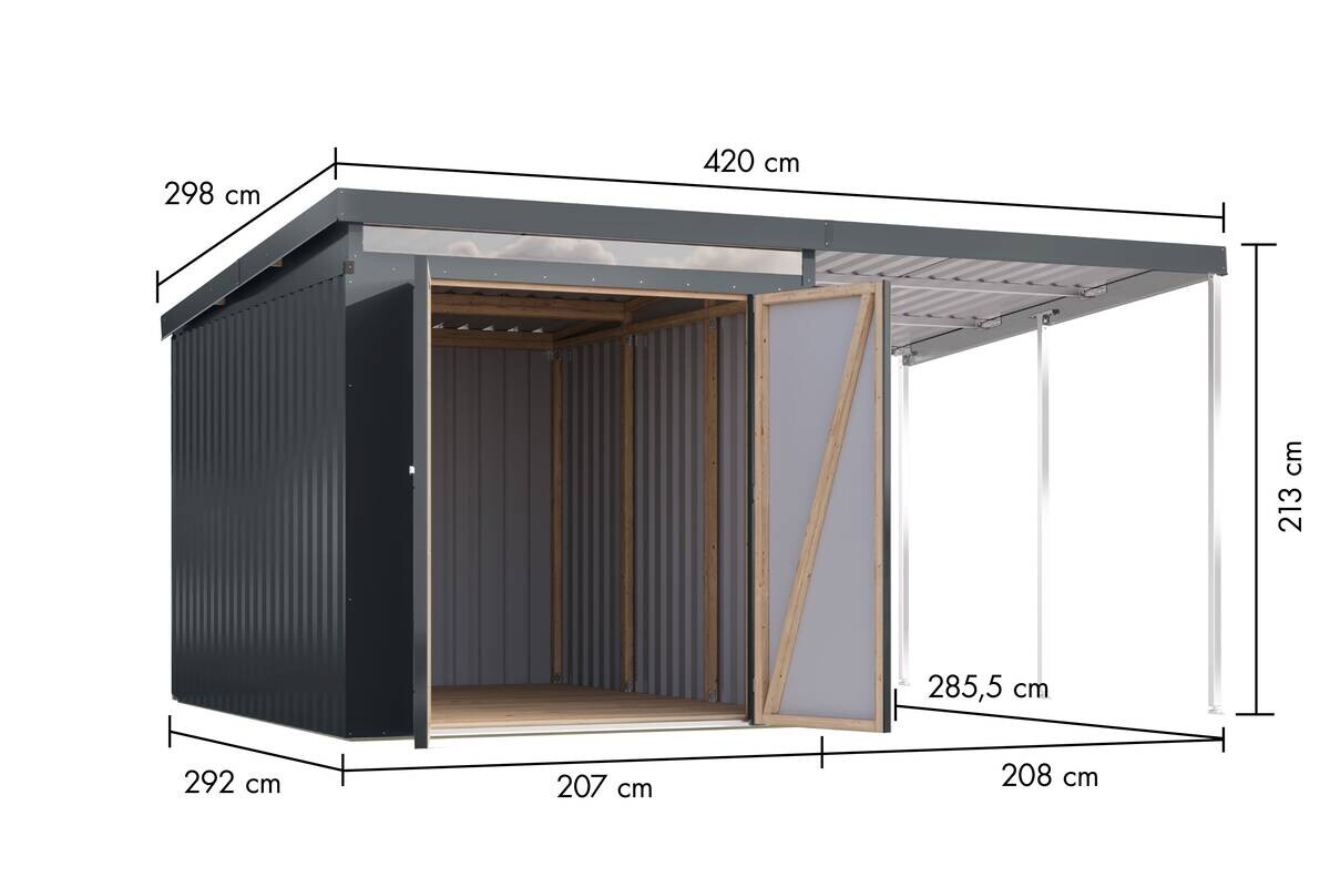 Karibu Gartenhaus IIndra 2,5 anthrazit B/H/T: ca. 206x213x289 cm