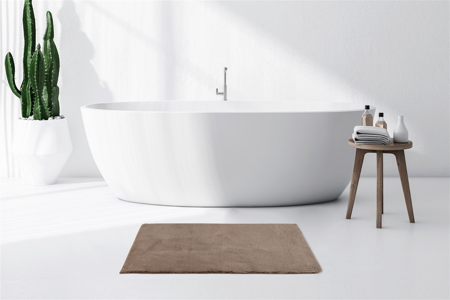 Kayoom Kurzflorteppich Badematte Rabbit Light 225 sand B/H/L: ca. 65x2,4x100 cm