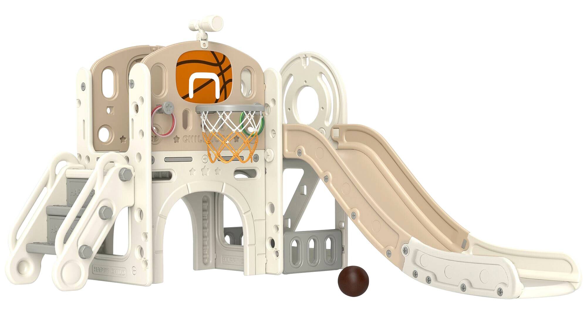 AIYAPLAY Kinderrutsche cremeweiß B/H/L: ca. 153x111x186 cm