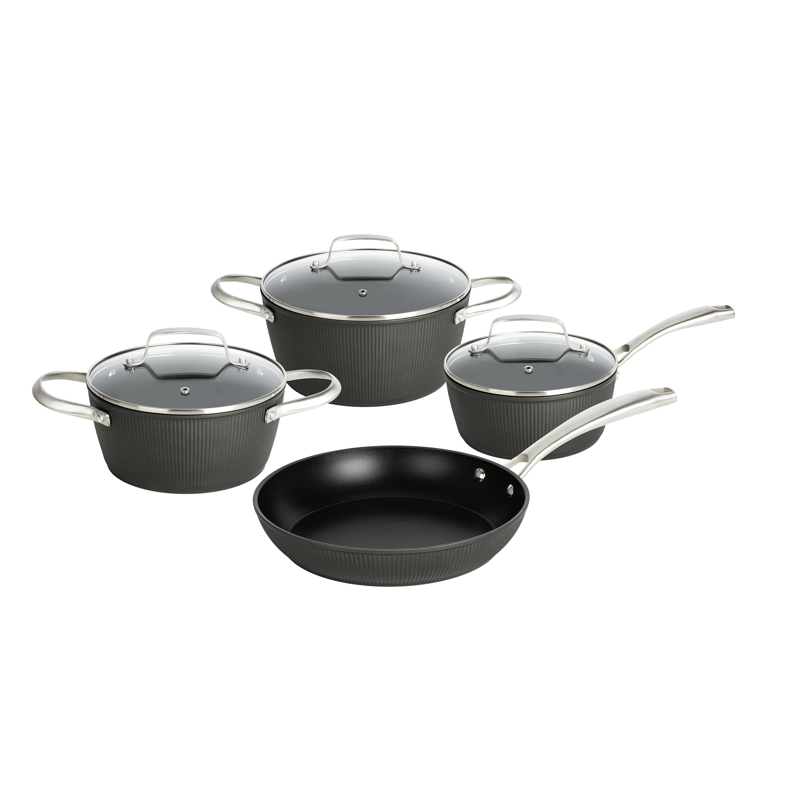 POCOline Topfset schwarz Aluminium 7 tlg.