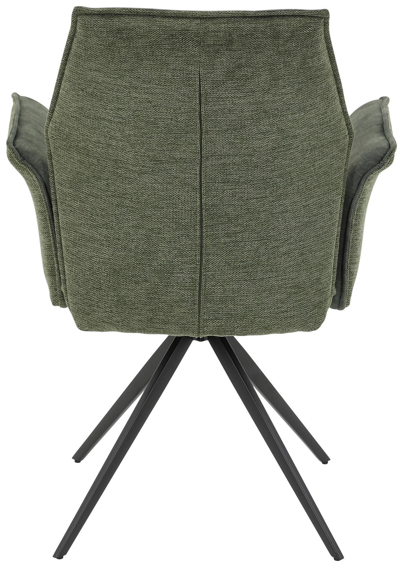 Armlehnstuhl 4er Set SUSANNE grün Vintage schwarz Webstoff Metall Microfaser B/H/T: ca. 65x92x64 cm