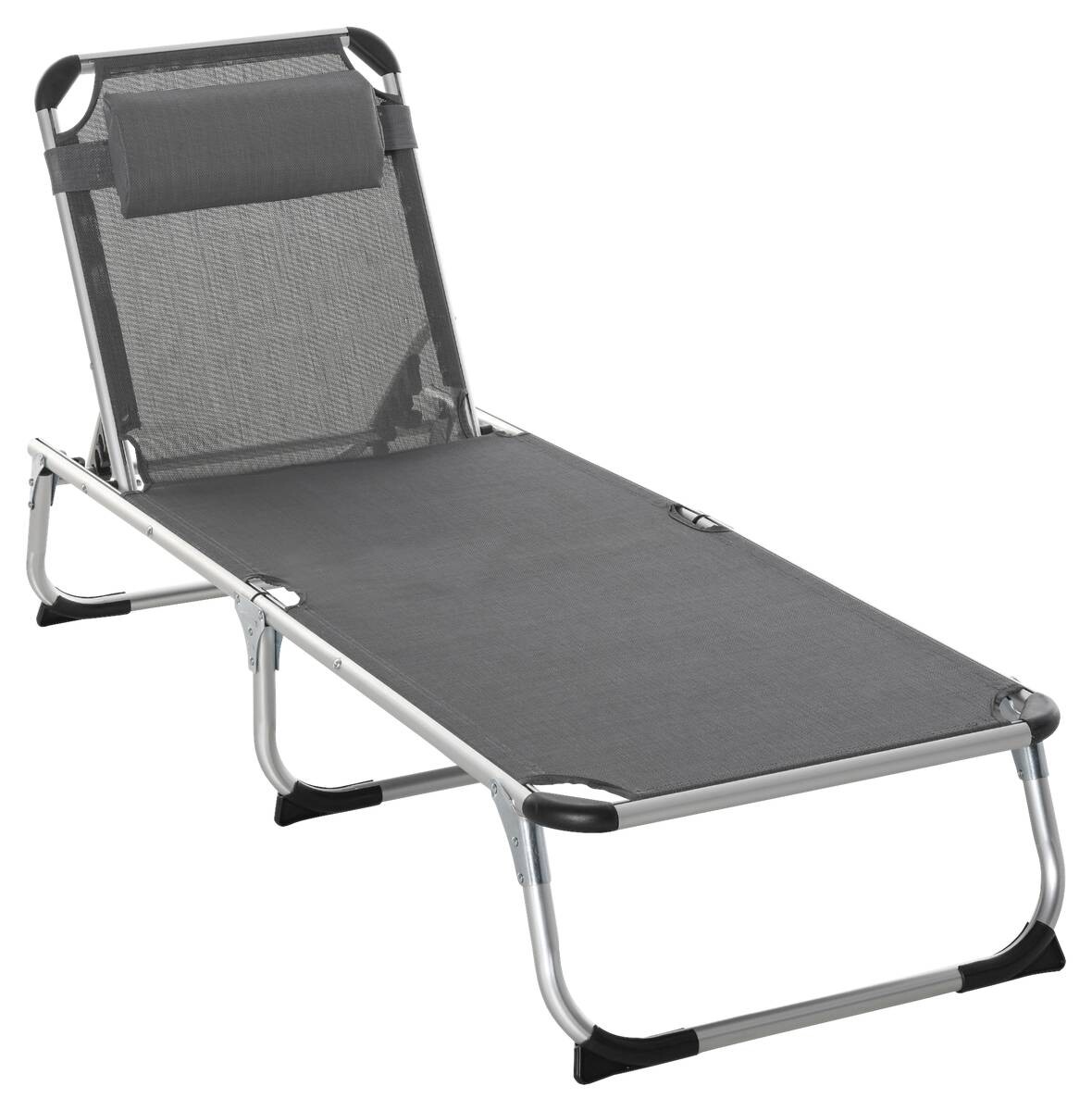 Outsunny Gartenliege grau Aluminium B/H/L: ca. 60x76x165 cm