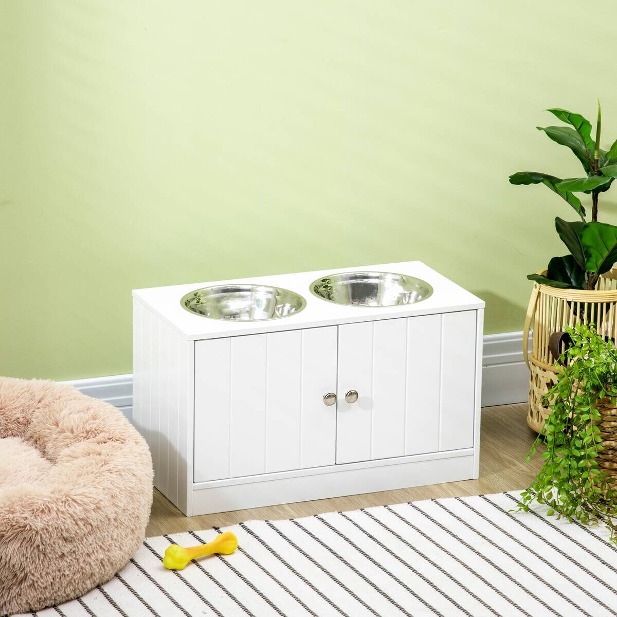 PawHut Futterstation weiß MDF B/H/L: ca. 30x35,5x60 cm