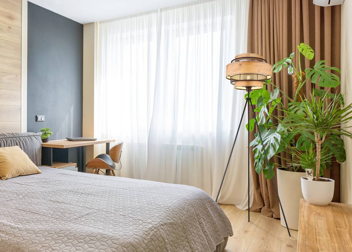 GLOBO Stehleuchte SOENI 15650S schwarz natur Metall MDF H/D: ca. 150x60 cm E27 1 Brennstellen