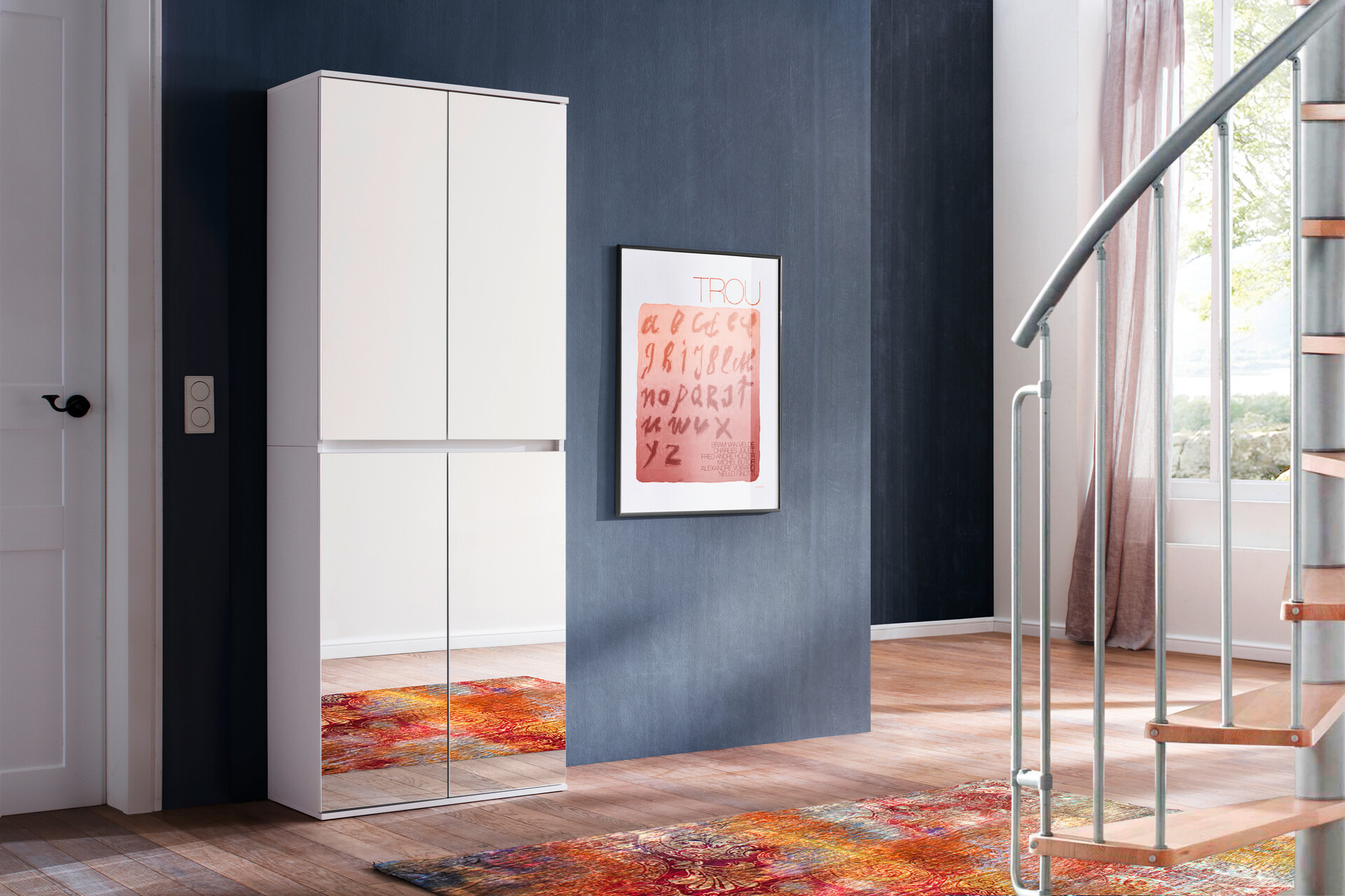 Garderobenschrank Mirror weiß B/H/T: ca. 74x191x34 cm