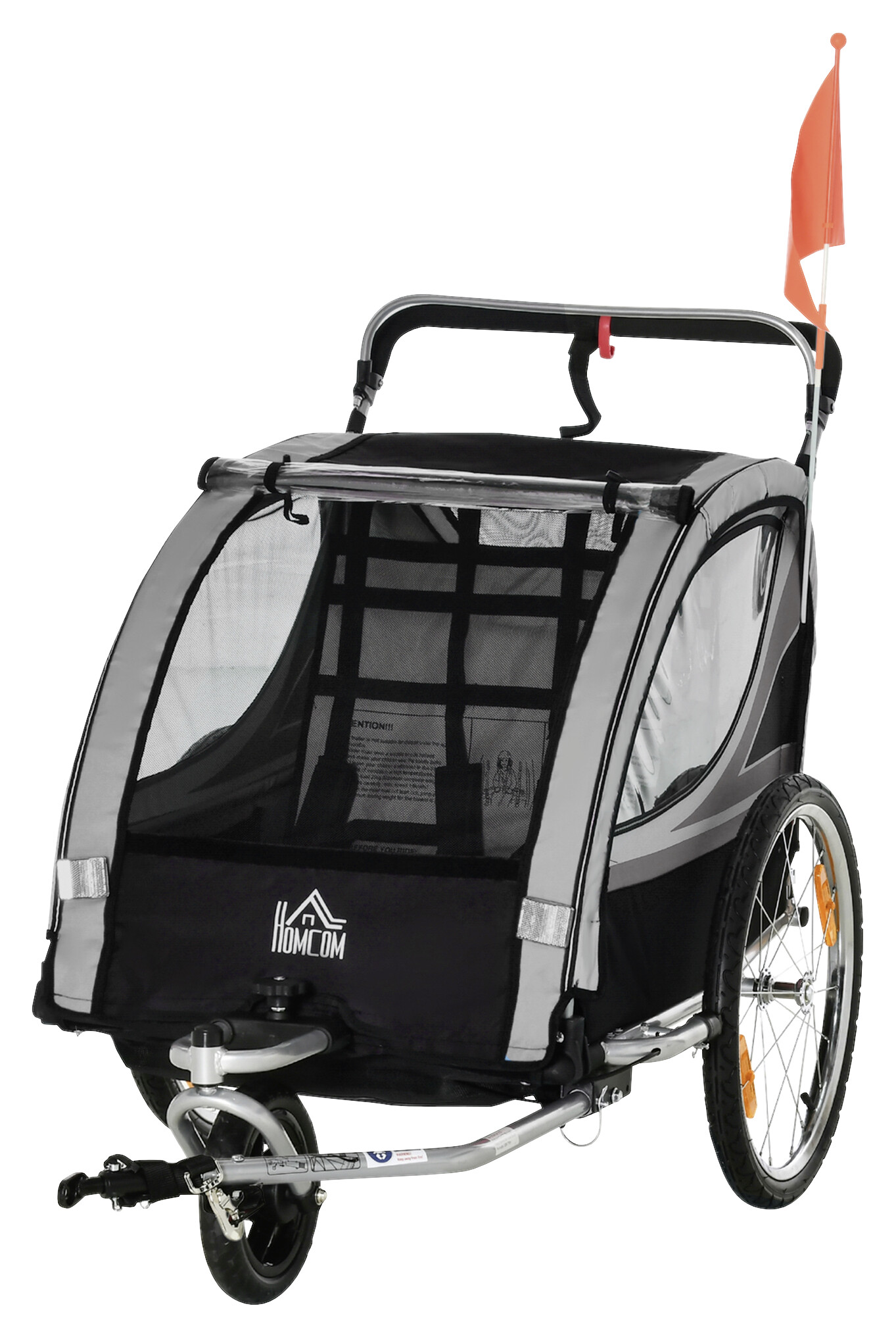 HOMCOM Kinderfahrradanhänger schwarz schwarz B/H/L: ca. 75x101x142 cm