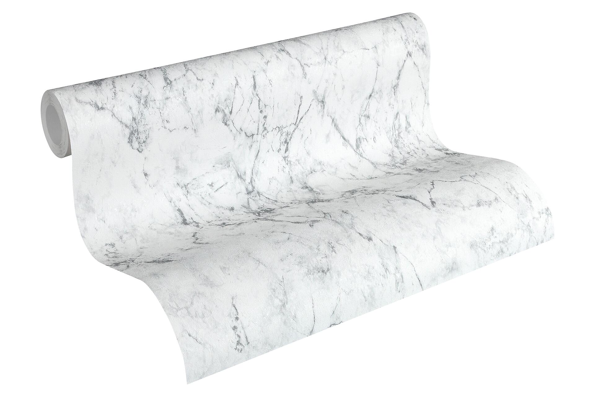 Vliestapete Marmor weiß grau B/L: ca. 53x1005 cm