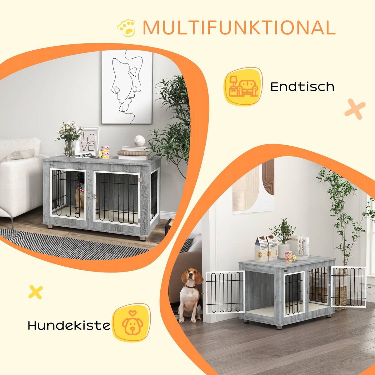 PawHut Hunde-Zubehör grau Edelstahl B/H/L: ca. 58x90x65 cm