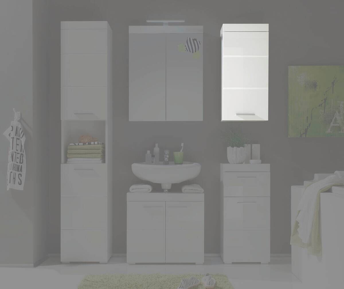 Badhängeschrank Amanda weiß weiß Hochglanz B/H/T: ca. 37x77x23 cm Badhängeschrank Amanda weiß weiß Hochglanz B/H/T: ca. 37x77x23 cm