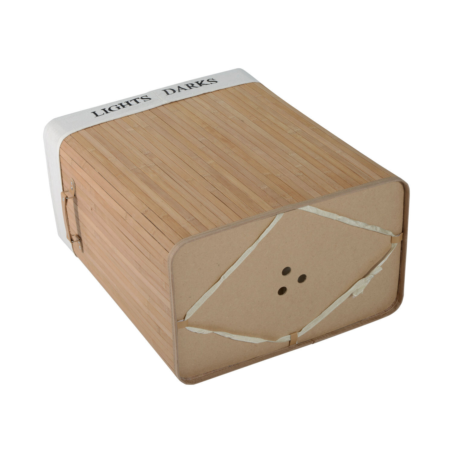 HOMCOM Wäschekorb mit 2 Tragegriffen natur Bambus Stoff Kunststoff B/H/L: ca. 32x63x52 cm