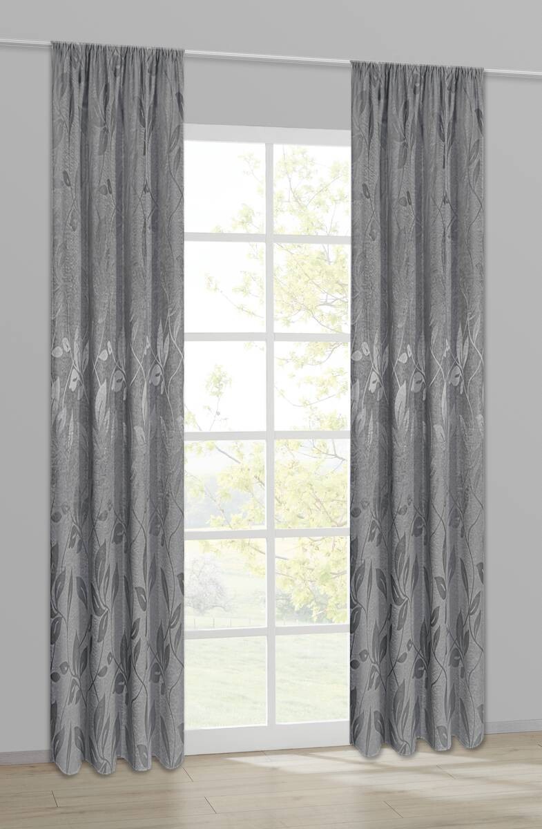 Happy Home Dekovorhang Blätter silber B/L: ca. 140x245 cm
