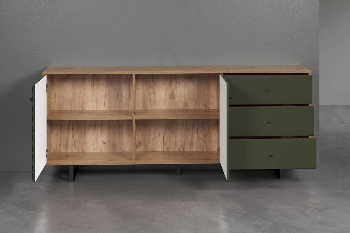 Sideboard Sentra Eiche Artisan Nachbildung grün dunkel B/H/T: ca. 183x75x40 cm