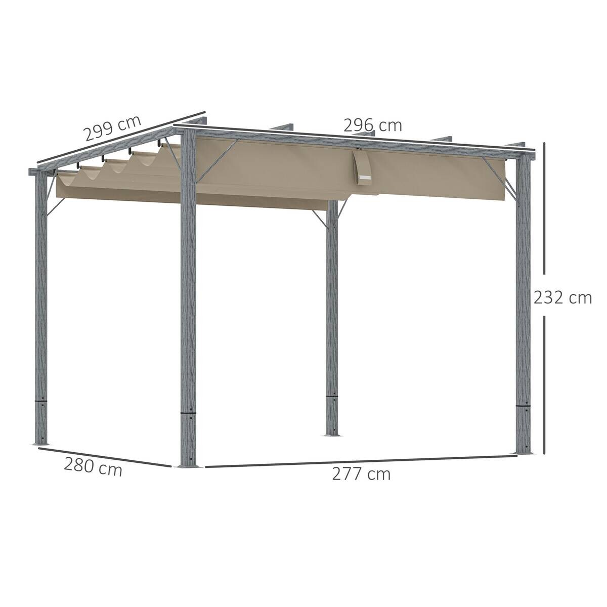 Outsunny Pergola grau Aluminium B/H/L: ca. 296x232x299 cm