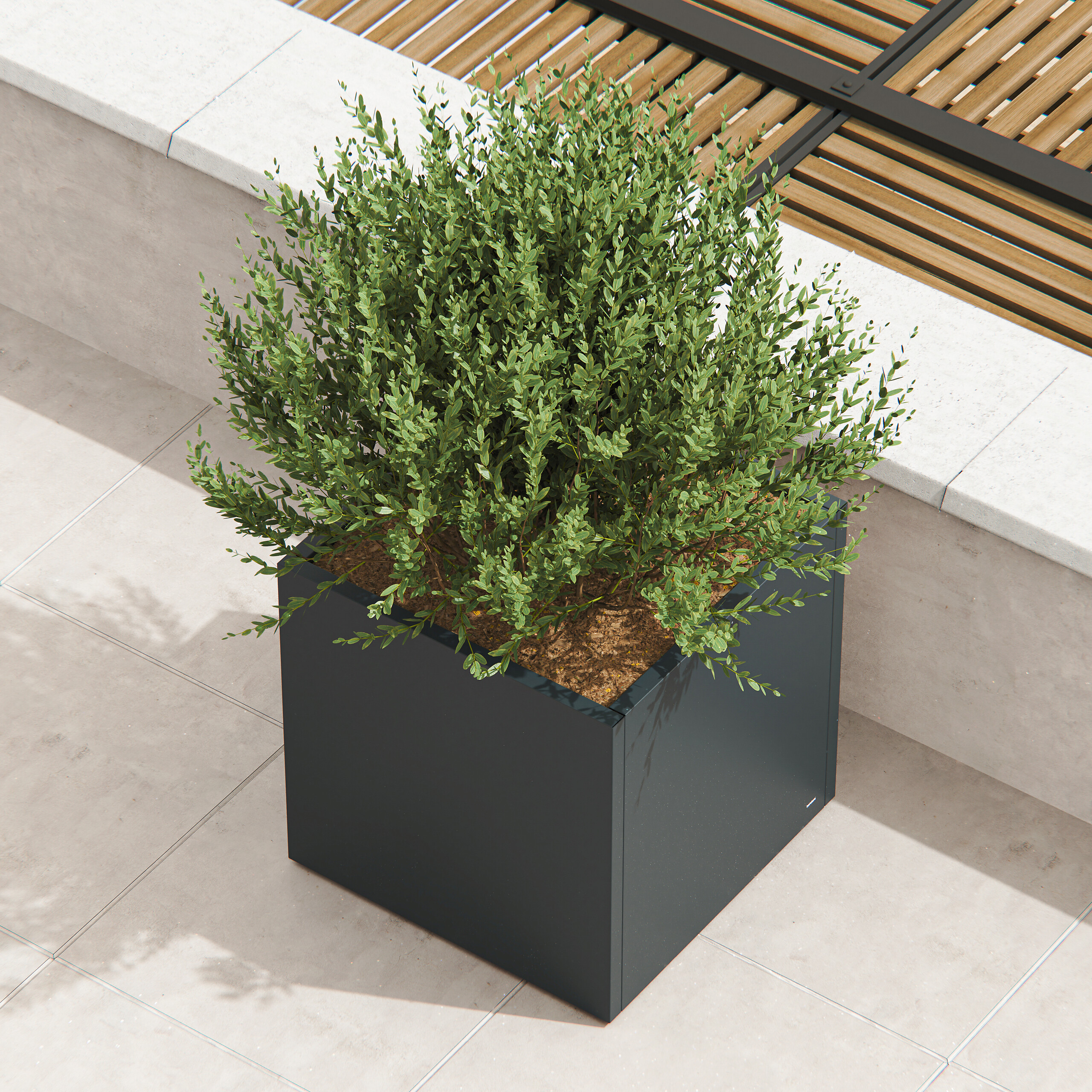 Herstera Garden Pflanzkübel Cube anthrazit Metall B/H/L: ca. 80x80x80 cm