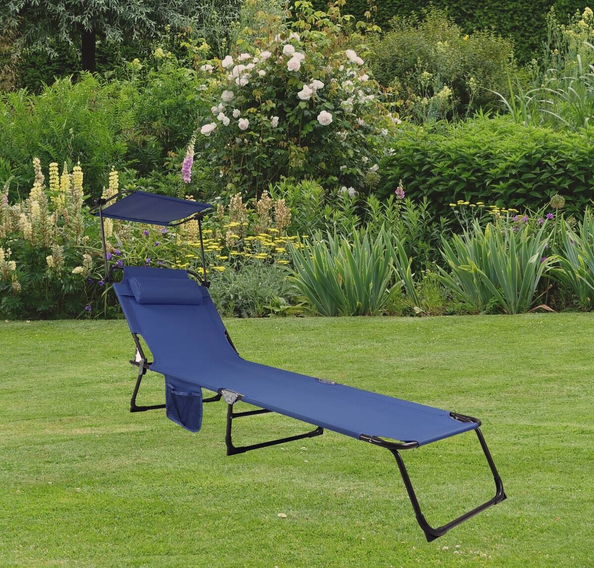 VCM Sonnenliege Bindox blau Stahl B/H/L: ca. 55x24x185 cm