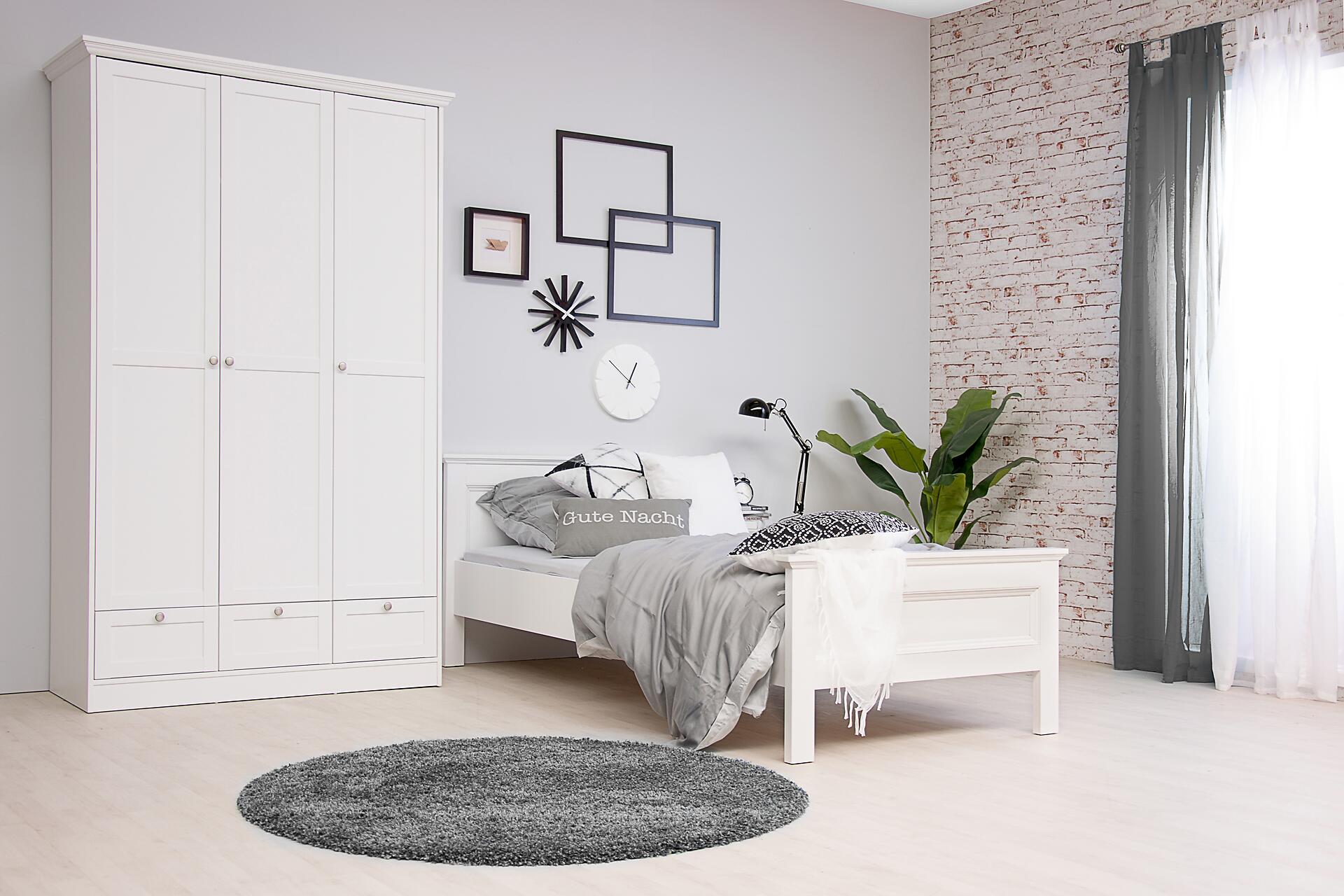 Bett Landwood weiß B/H/T: ca. 97x80x209 cm Liegefläche B/L: ca. 900x200 cm