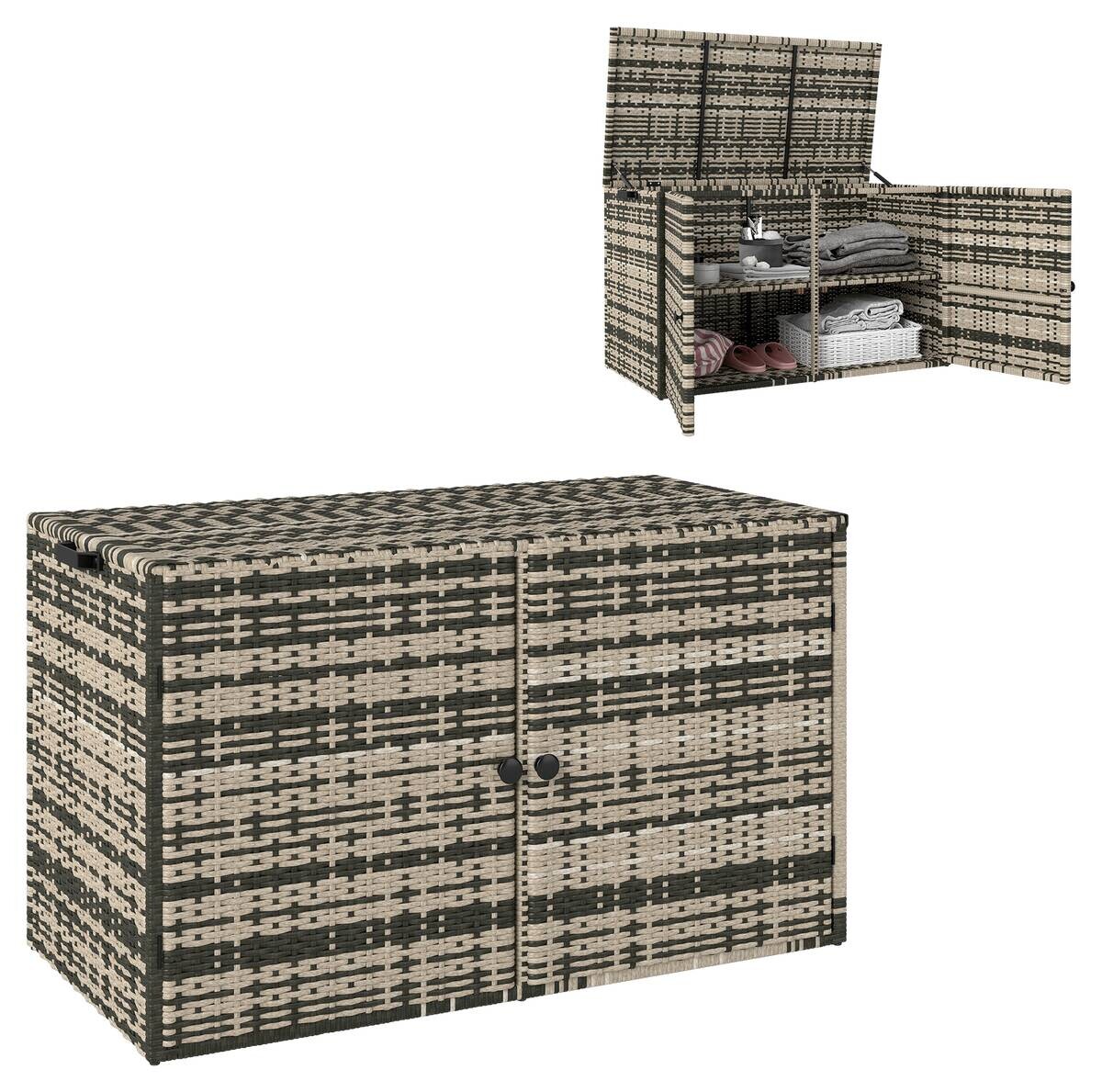 Outsunny Rattan-Auflagenbox grau Polyethylen B/H/L: ca. 57x69x118 cm