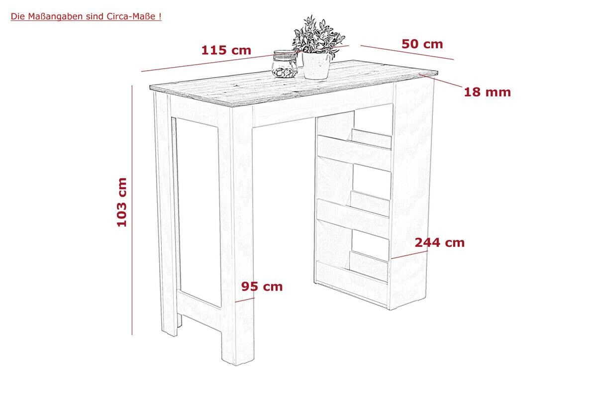 Bartisch Susi Eiche Holzwerkstoff B/H/T: ca. 115x103x50 cm