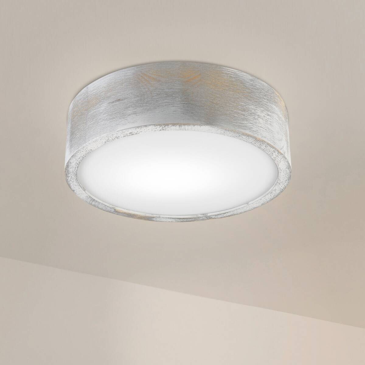 Lamkur Deckenleuchte hellbraun weiß Glas Holz B/H/L: ca. 28,5x12x28,5 cm 1 Brennstellen