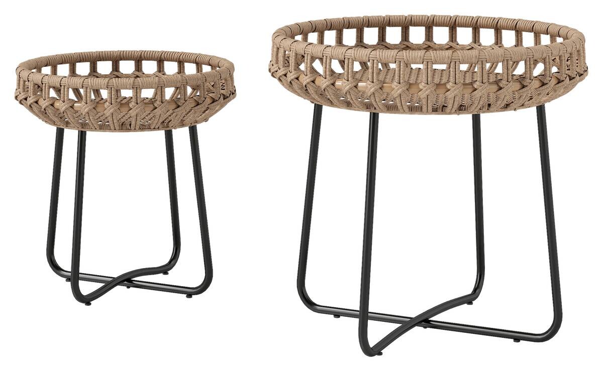 Outsunny Rattan-Beistelltisch braun Polyethylen B/H/L: ca. 56x55x56 cm