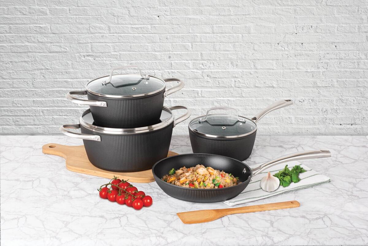 POCOline Topfset schwarz Aluminium 7 tlg.