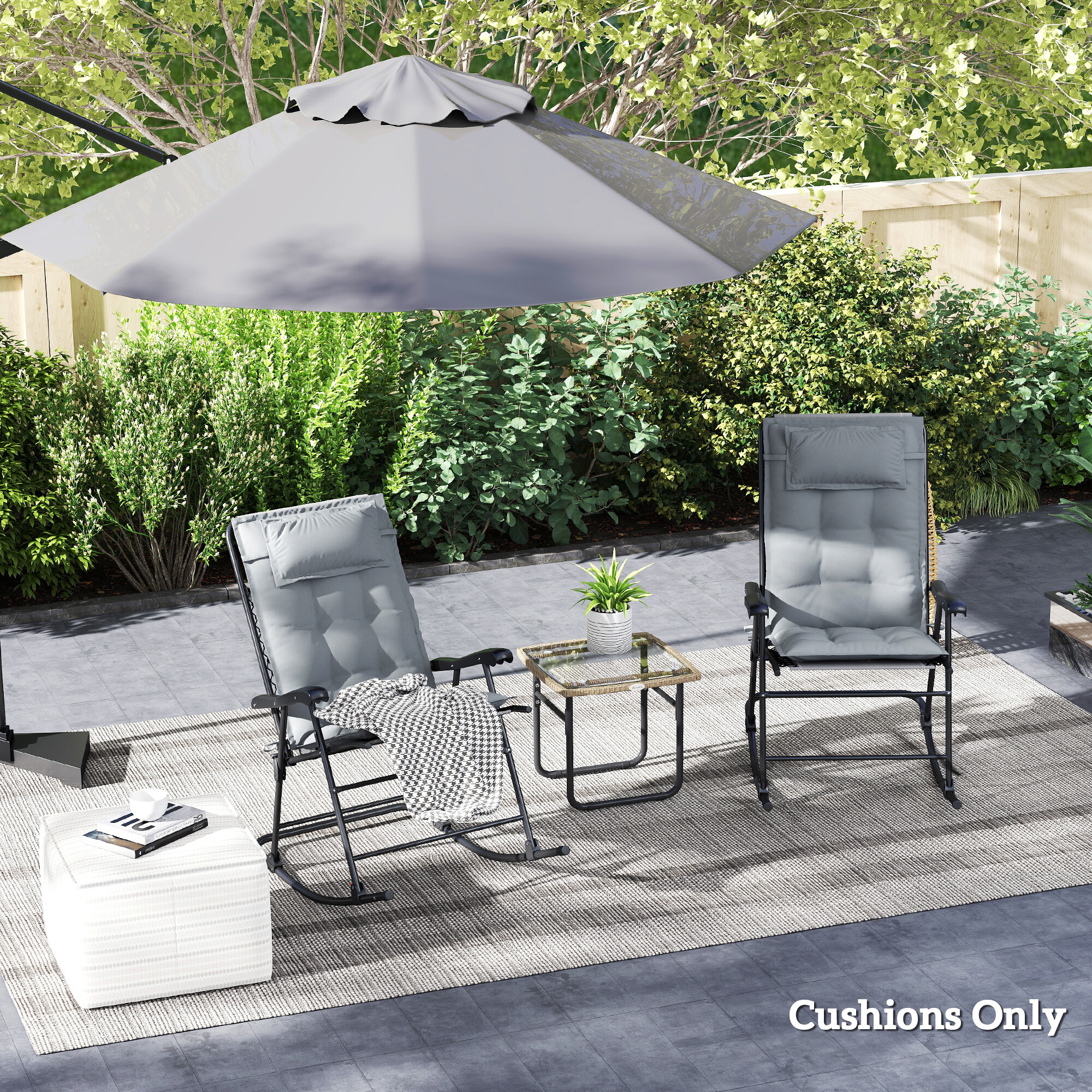 Outsunny Liegenauflage 2er Set hellgrau Polyester B/H/L: ca. 50x5x116 cm