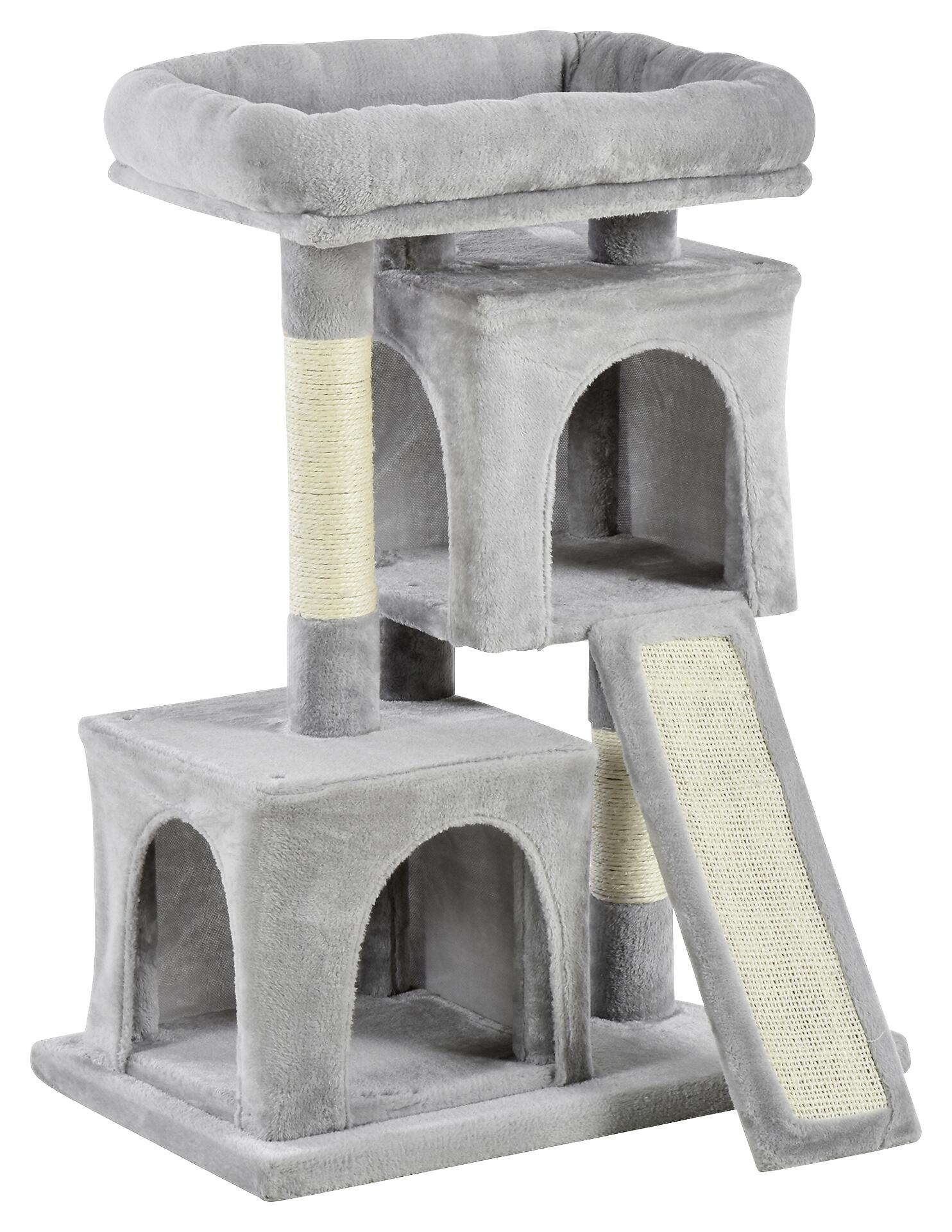 PawHut Kratzbaum hellgrau Spanplatte B/H/L: ca. 39x83x59 cm