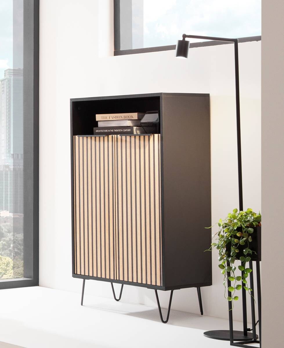 Schuhschrank Hank schwarz matt B/H/T: ca. 60,2x107,9x33,05 cm Schuhschrank Hank schwarz matt B/H/T: ca. 60,2x107,9x33,05 cm