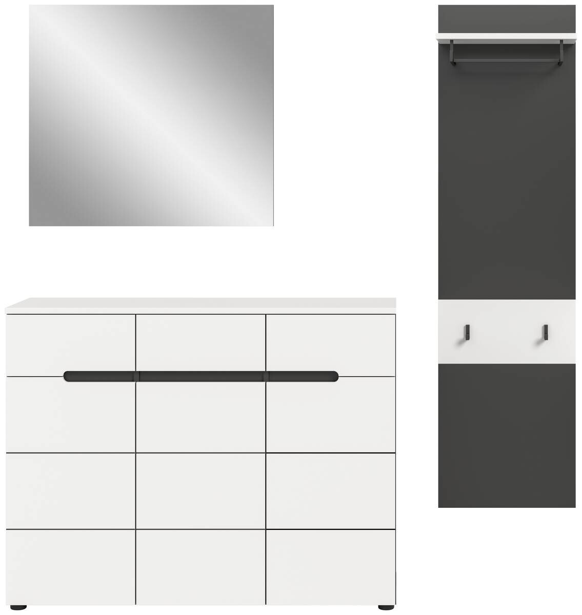 Garderobe Canu basaltgrau Nachbildung weiß B/H/T: ca. 180x190x37 cm