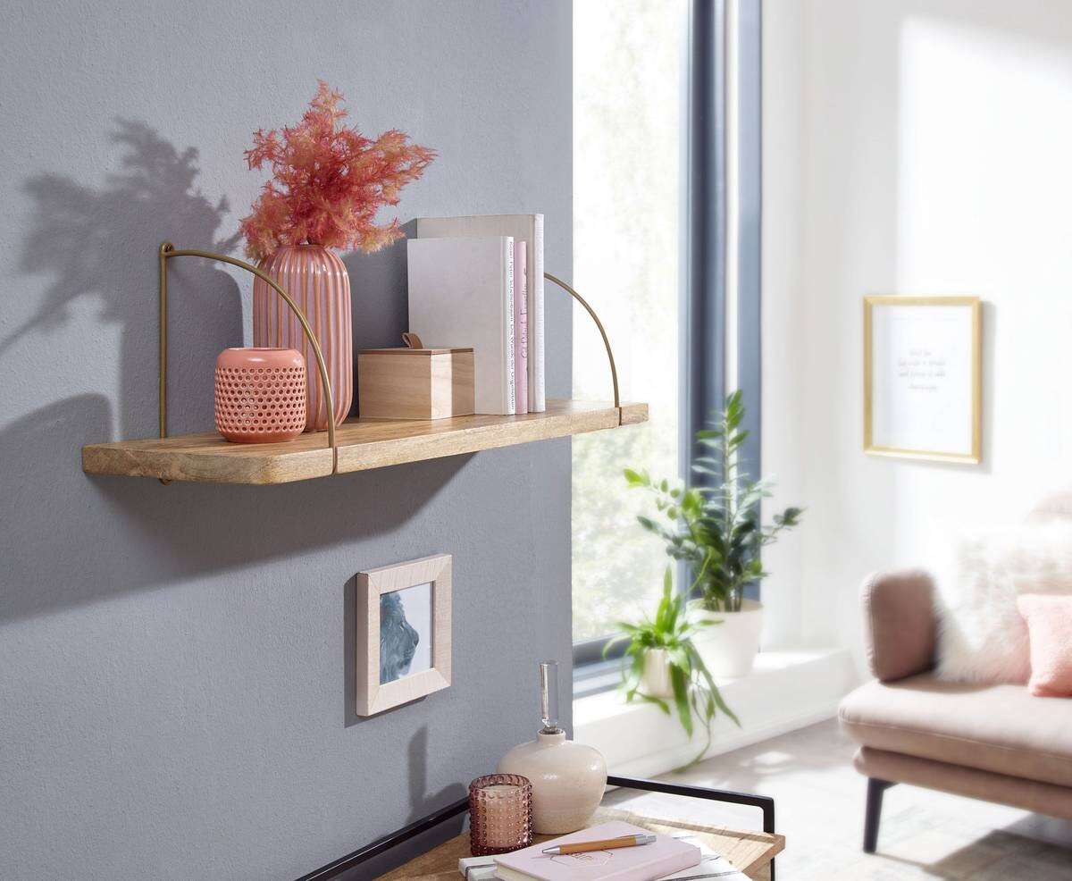 Wandregal braun Holz B/H/T: ca. 60x25x22 cm