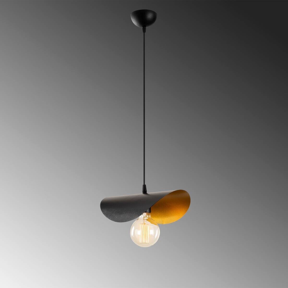 Opviq Pendelleuchte Sivani schwarz gold B/H/T/L: ca. 30x106x17x30 cm E27 1 Brennstellen