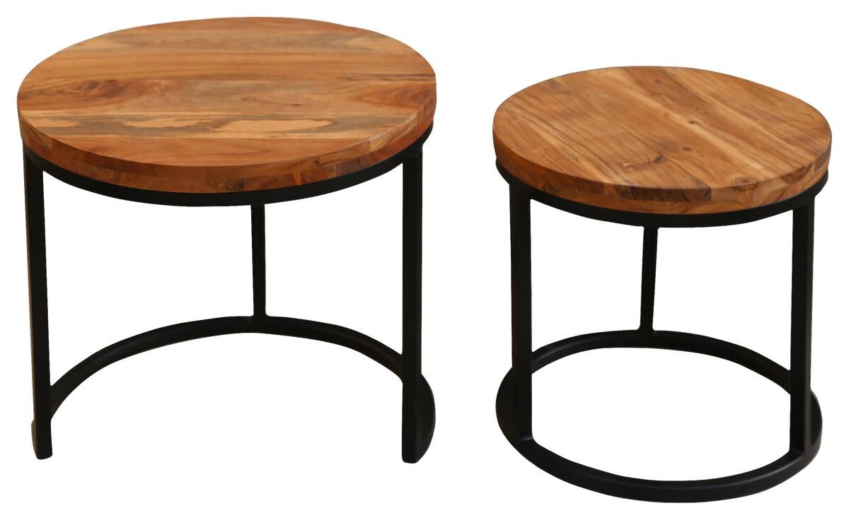 Beistelltisch SELMA natur schwarz Akazie Metall