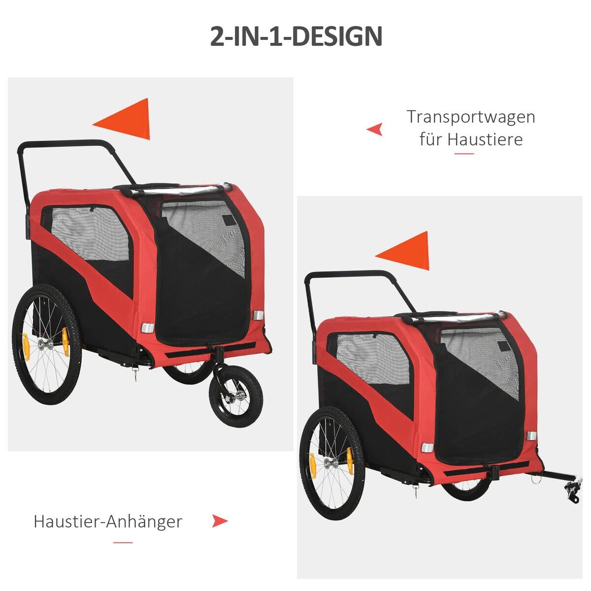 PawHut Hunde-Zubehör rot Edelstahl B/H/L: ca. 77x170x90 cm