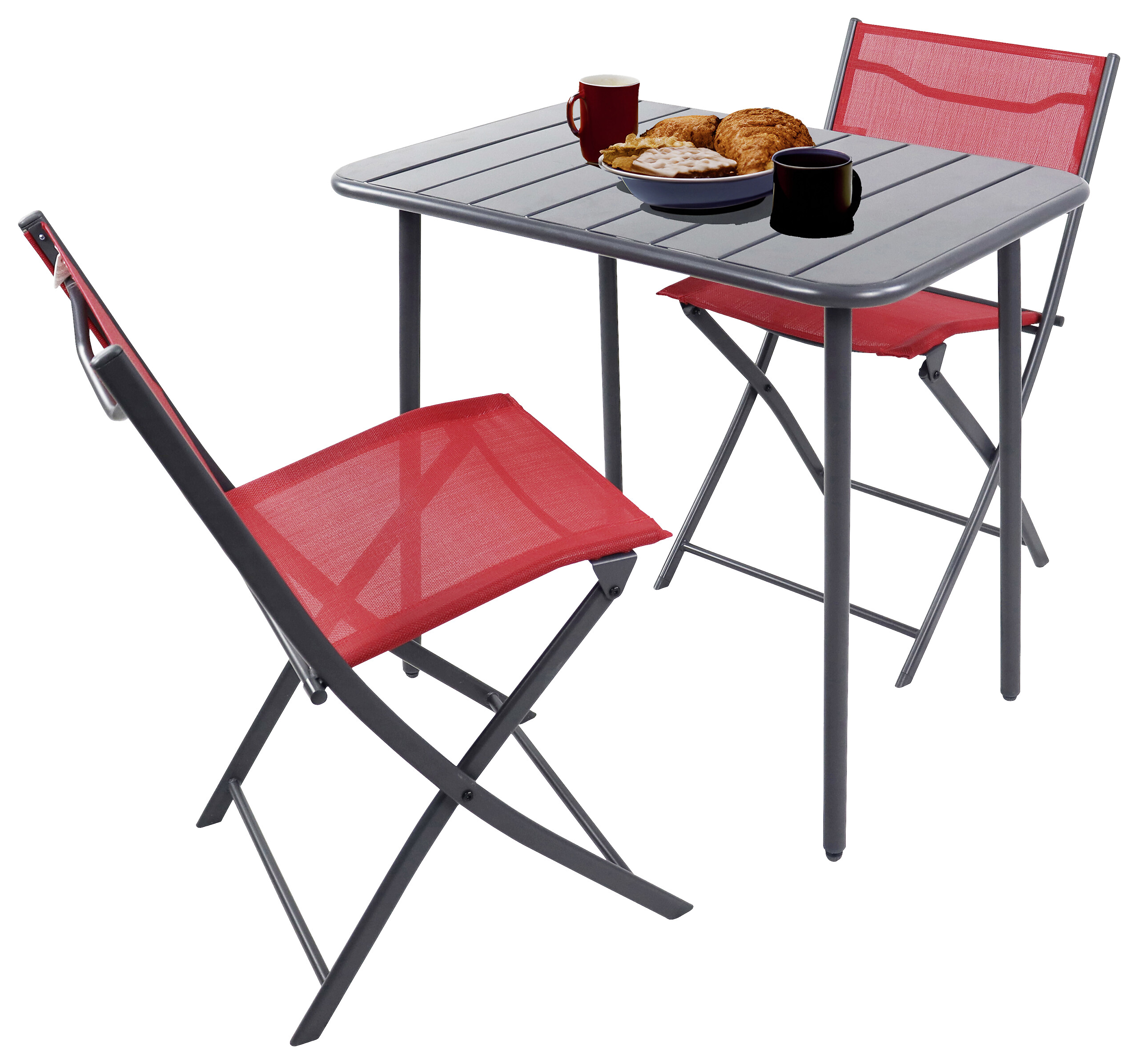 VCM Gartensitzgruppe Sumila rot Stahl B/H/L: ca. 80x72x55 cm