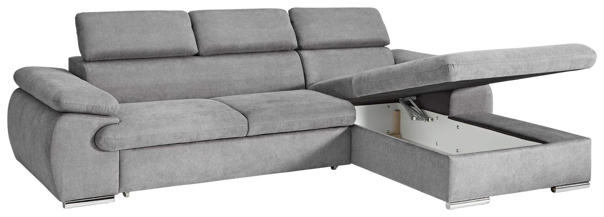 Ecksofa mit Bettfunktion und Bettkasten graubraun