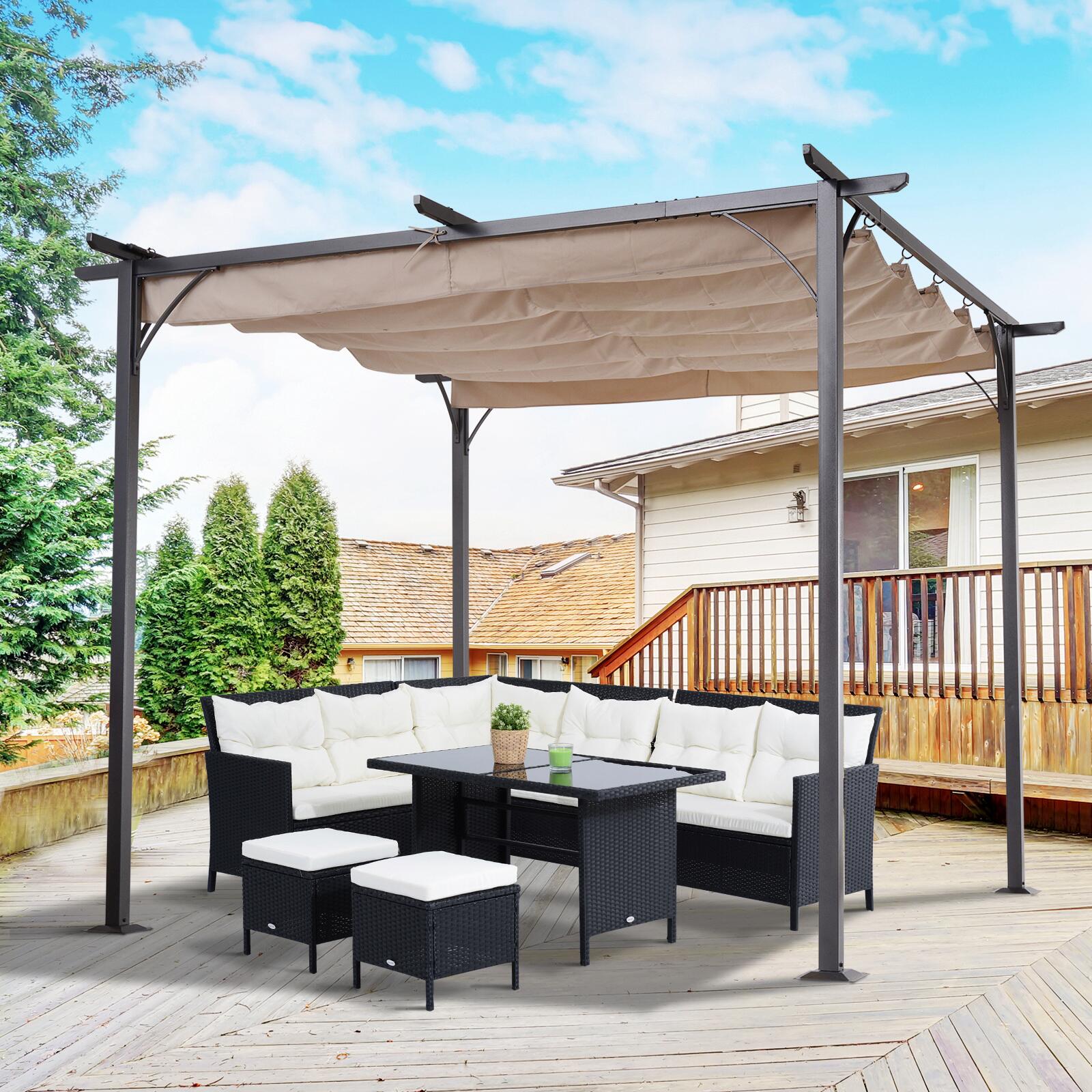 Outsunny Pergola schwarz Metall B/H/L: ca. 300x230x300 cm