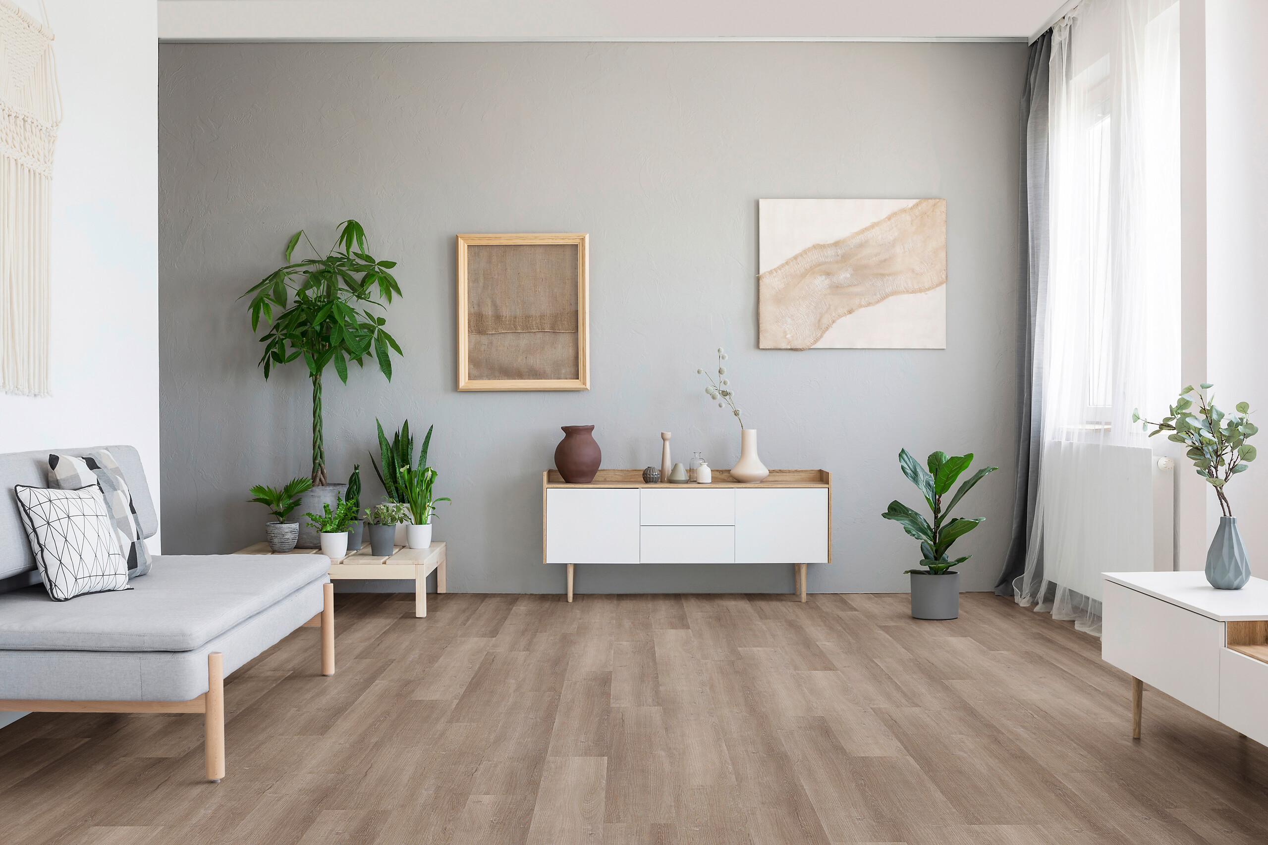 Click-Vinylboden Eiche graubraun ca.2,17 m² im Paket  B/L: ca. 17,78x121,92 cm pro Paket