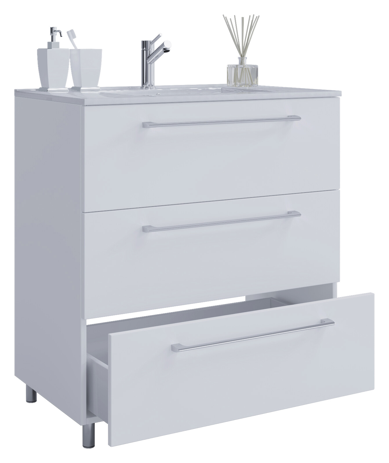 Badblock 2tlg-Schubo weiß weiß B/H/T: ca. 60x86x46 cm