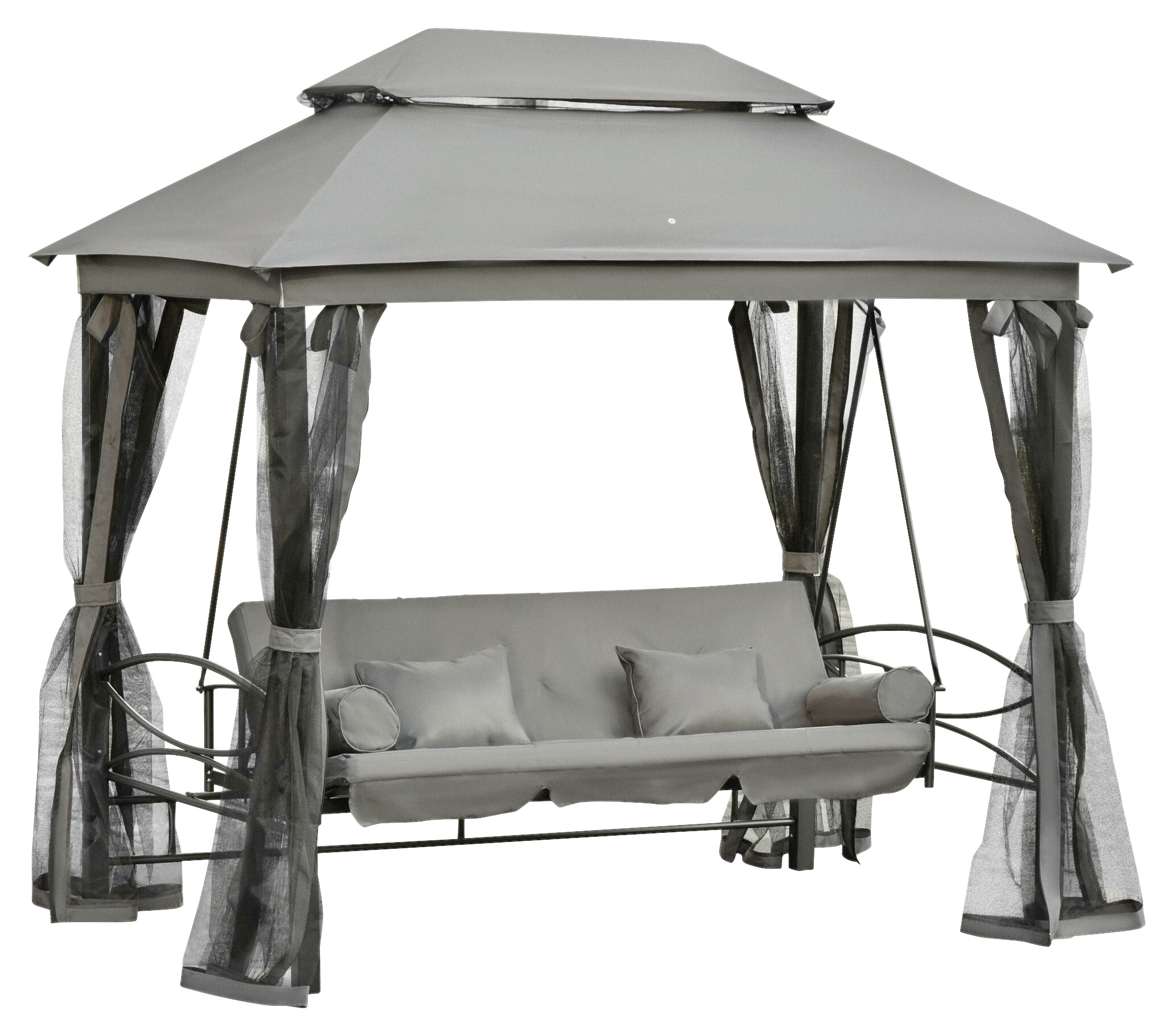 Outsunny Hollywoodschaukel grau Stahl B/H/L: ca. 172x248x256 cm