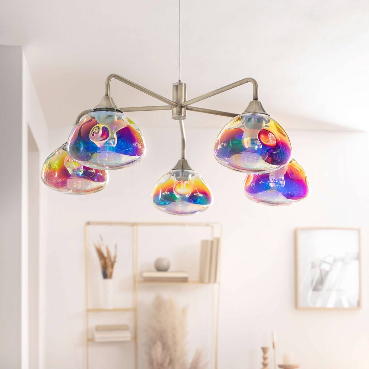 Näve Leuchten LED-Leuchten 7089945 messing Glas Metall B/H/T: ca. 50x120x50 cm null 5 Brennstellen