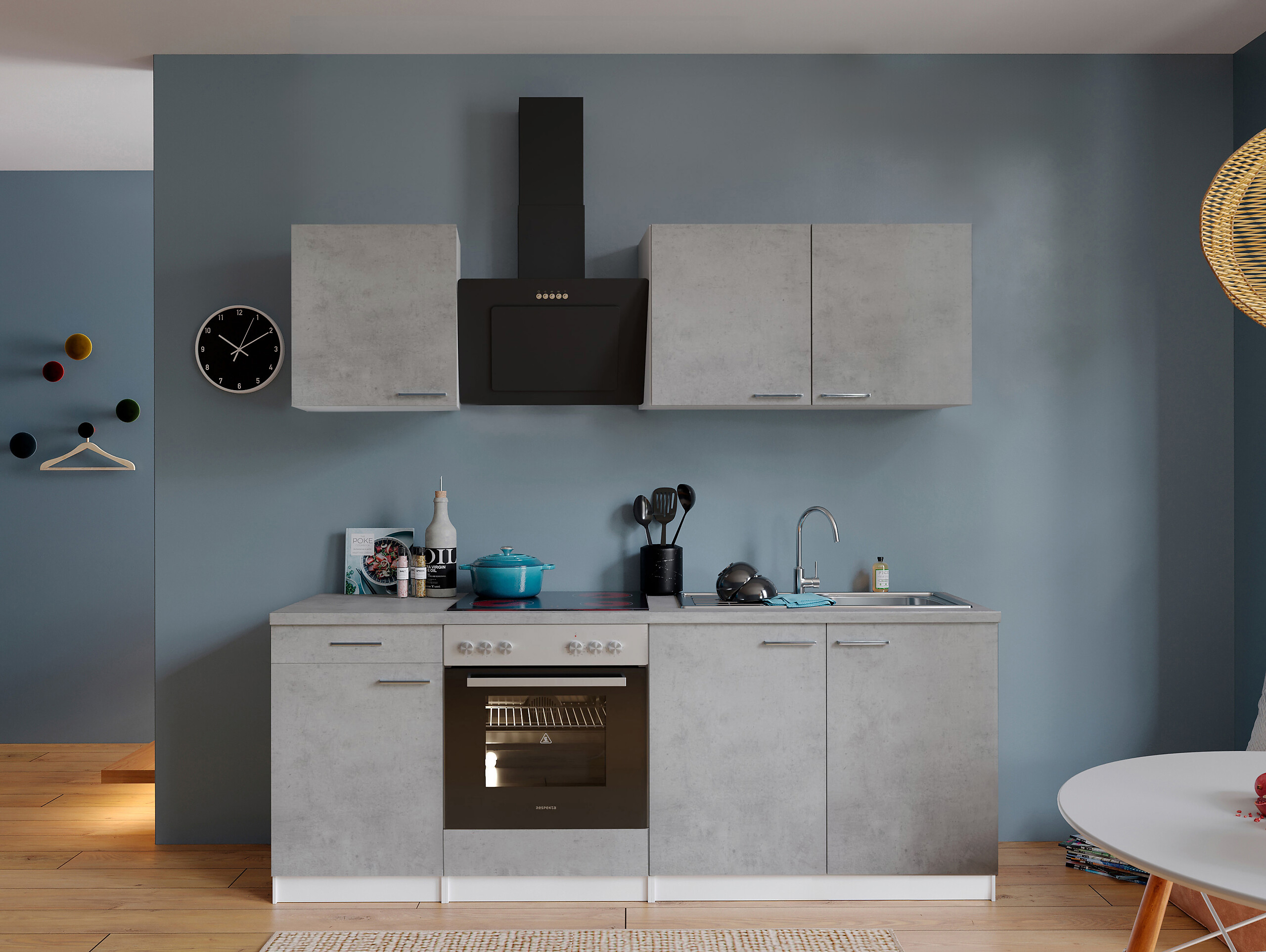 Respekta Küchenblock Malia Beton Optik B/H/T: ca. 210x200x60 cm