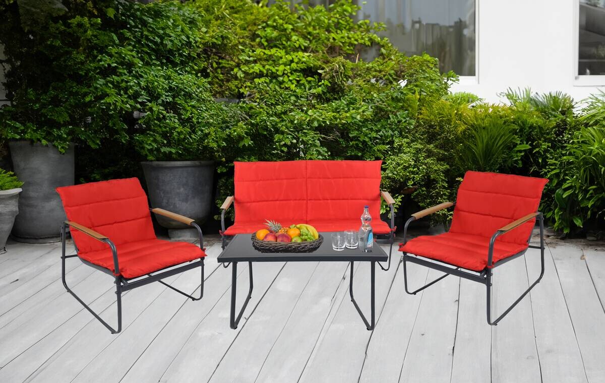 VCM Gartensitzgruppe rot Textilene B/H/L: ca. 110x76x74 cm