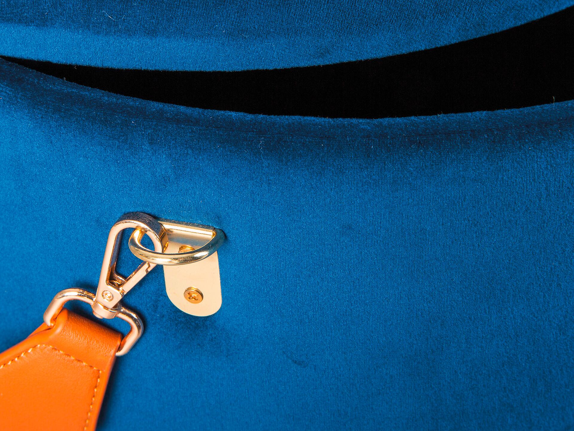 Inter Link Hocker Papua blau MDF Samtoptik B/H/T: ca. 35x45x35 cm