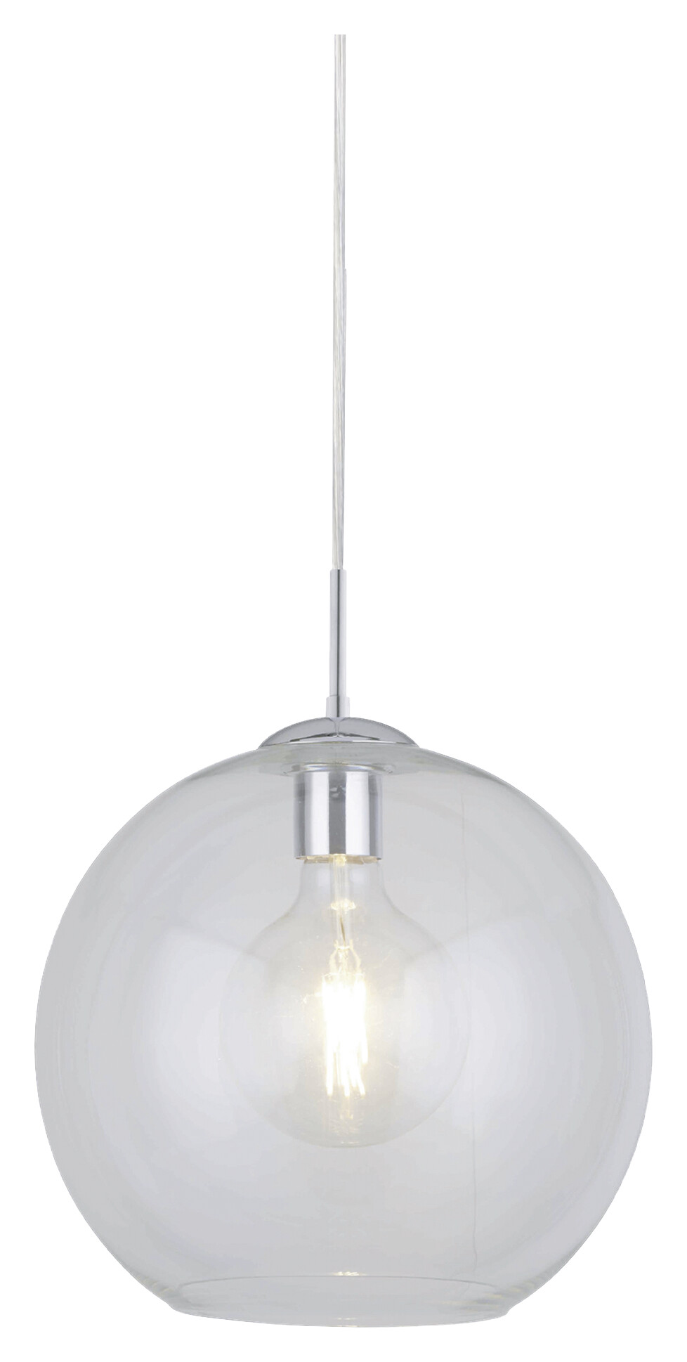 Searchlight Pendelleuchte Balls transparent Chrom Stahl Glas B/H/D: ca. 30x120x30 cm E27 1 Brennstellen