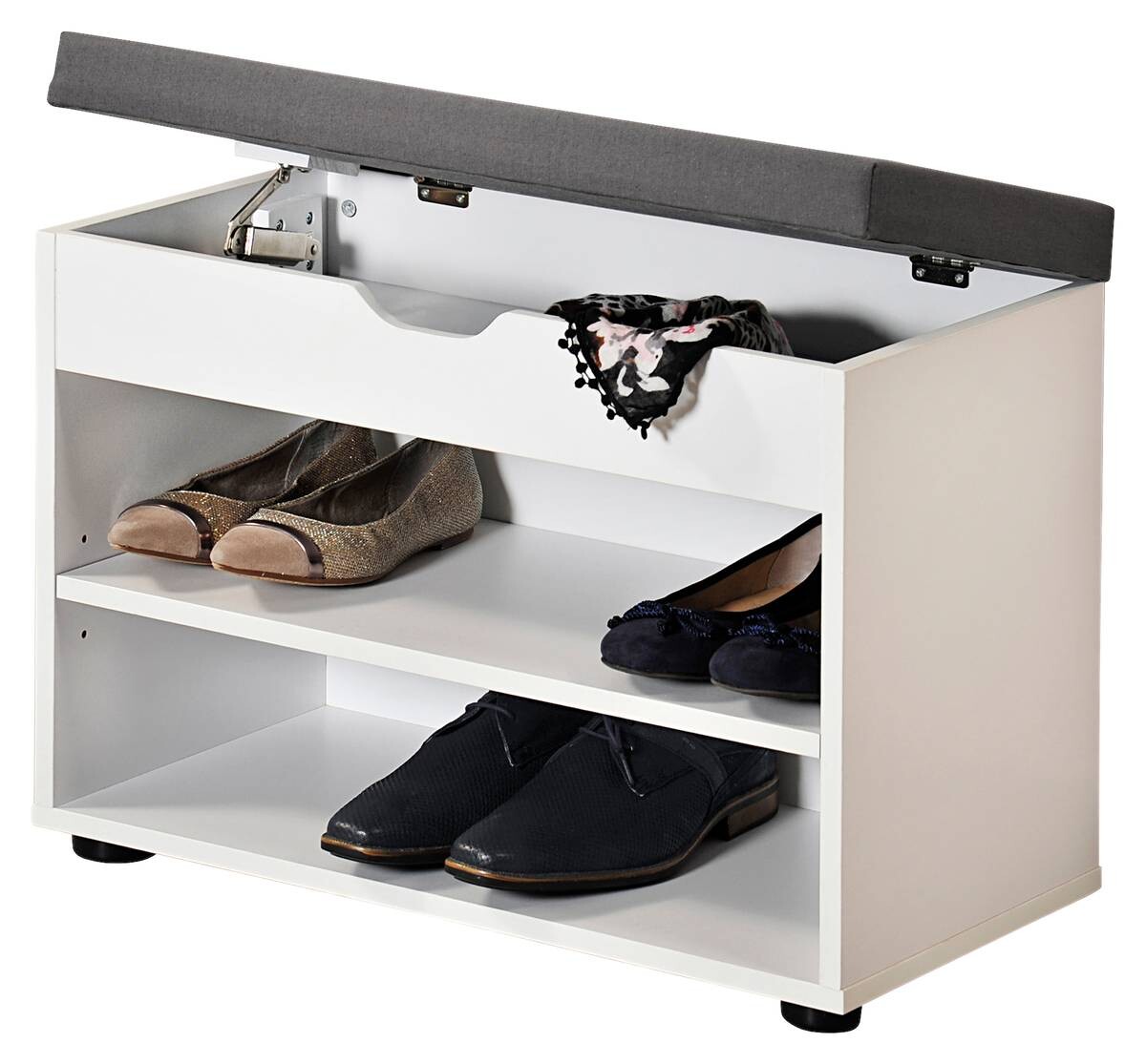 Kesper Schuhschrank mit Sitzkissen weiß Spanplatte B/H/L: ca. 30x45x60 cm