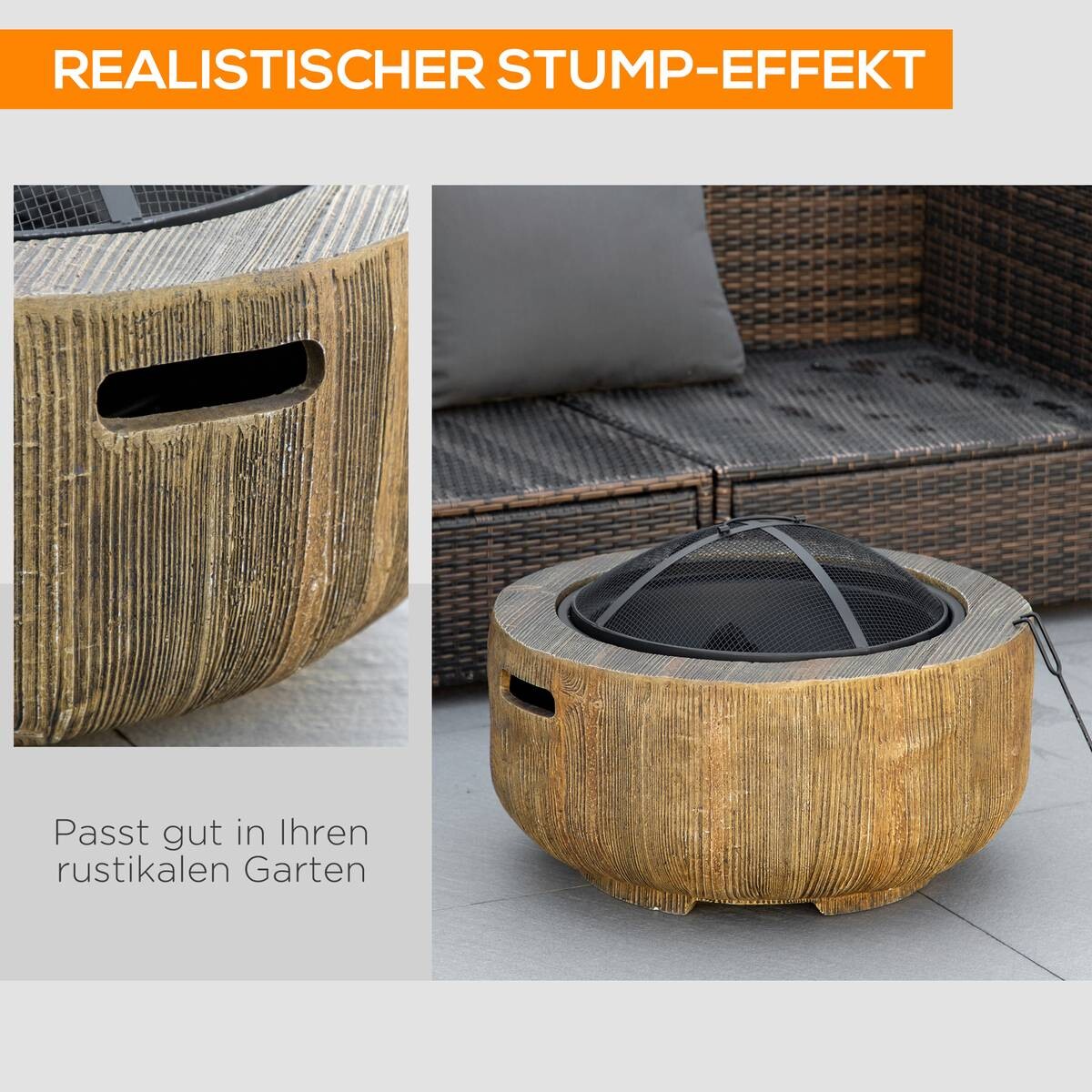 Outsunny Feuerstelle Metall B/H/L: ca. 61,5x39x61,5 cm